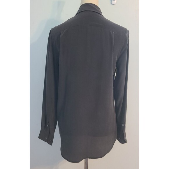 Equipment Femme XS 100% Silk Black Pintuck Button Down Blouse Top Soft Signature - Picture 2 of 10